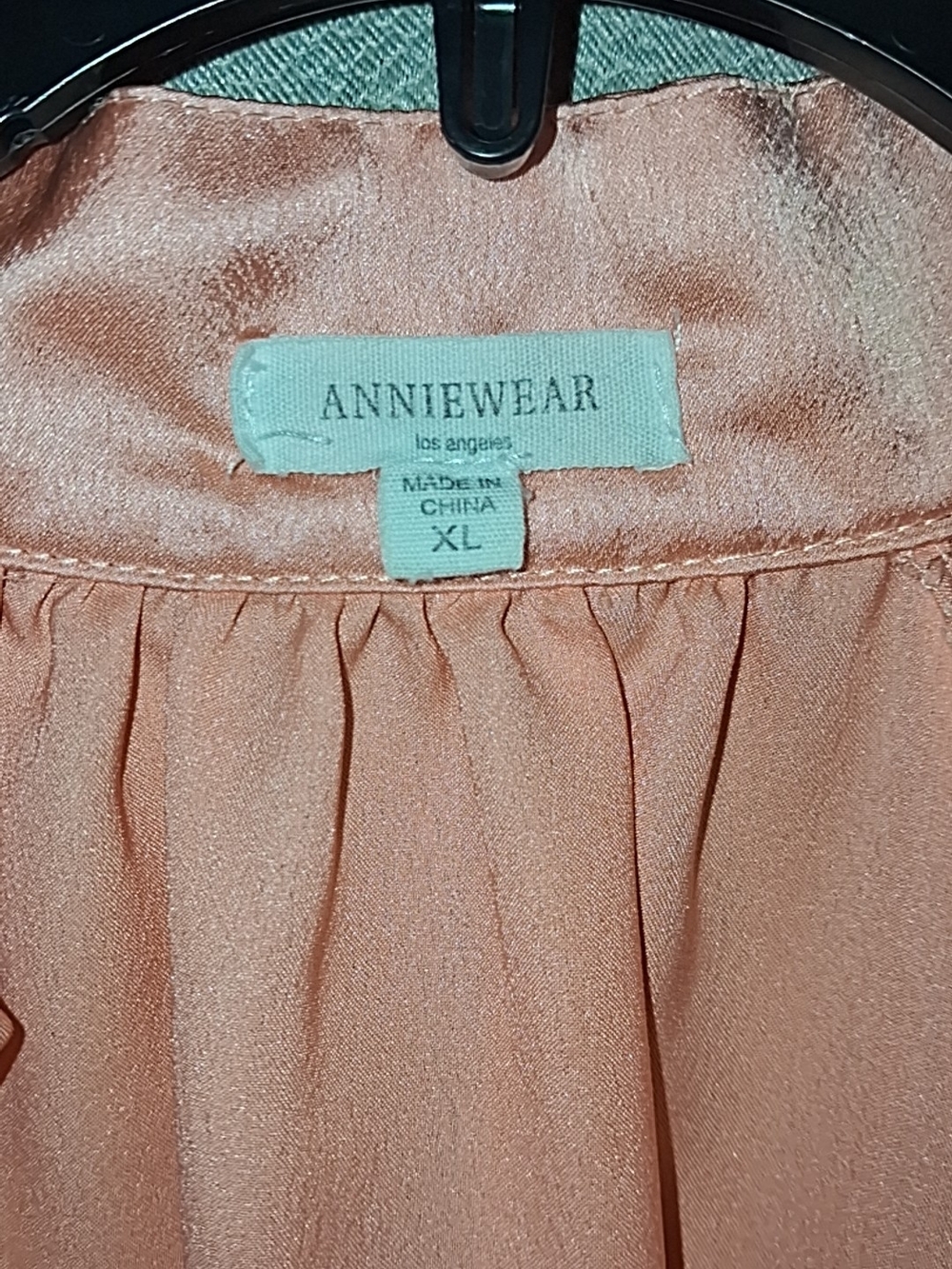 Annie Satin V-Neck Blouse in Light Peach - Picture 2 of 3